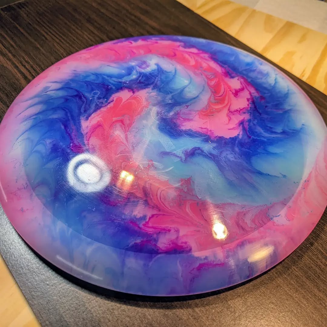 Latitude 64 River, dyed with ProChem dyes in a glue bed overnight. Just a touch of heat for that neon pink 😉