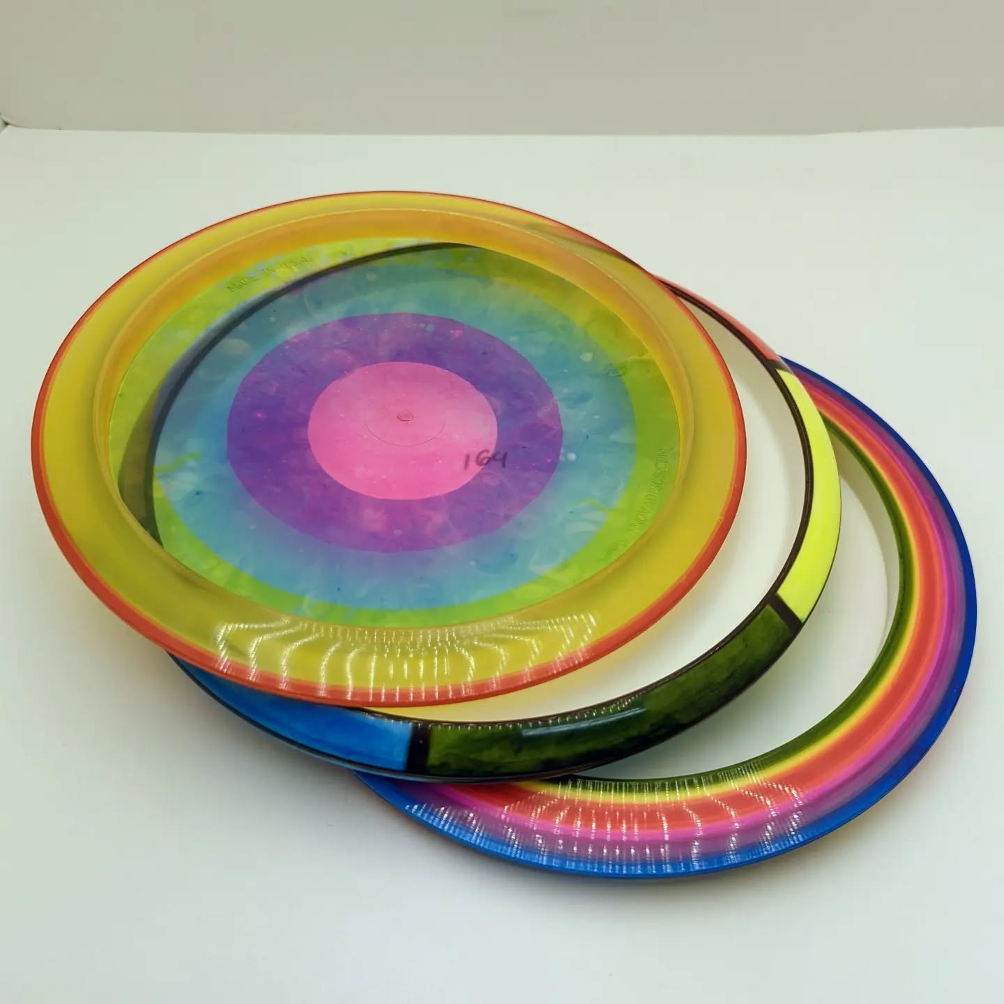 Despite the bleeding... I'm still super happy with this 3-disc series. I reused three one color dye beds: cyan, magenta,
