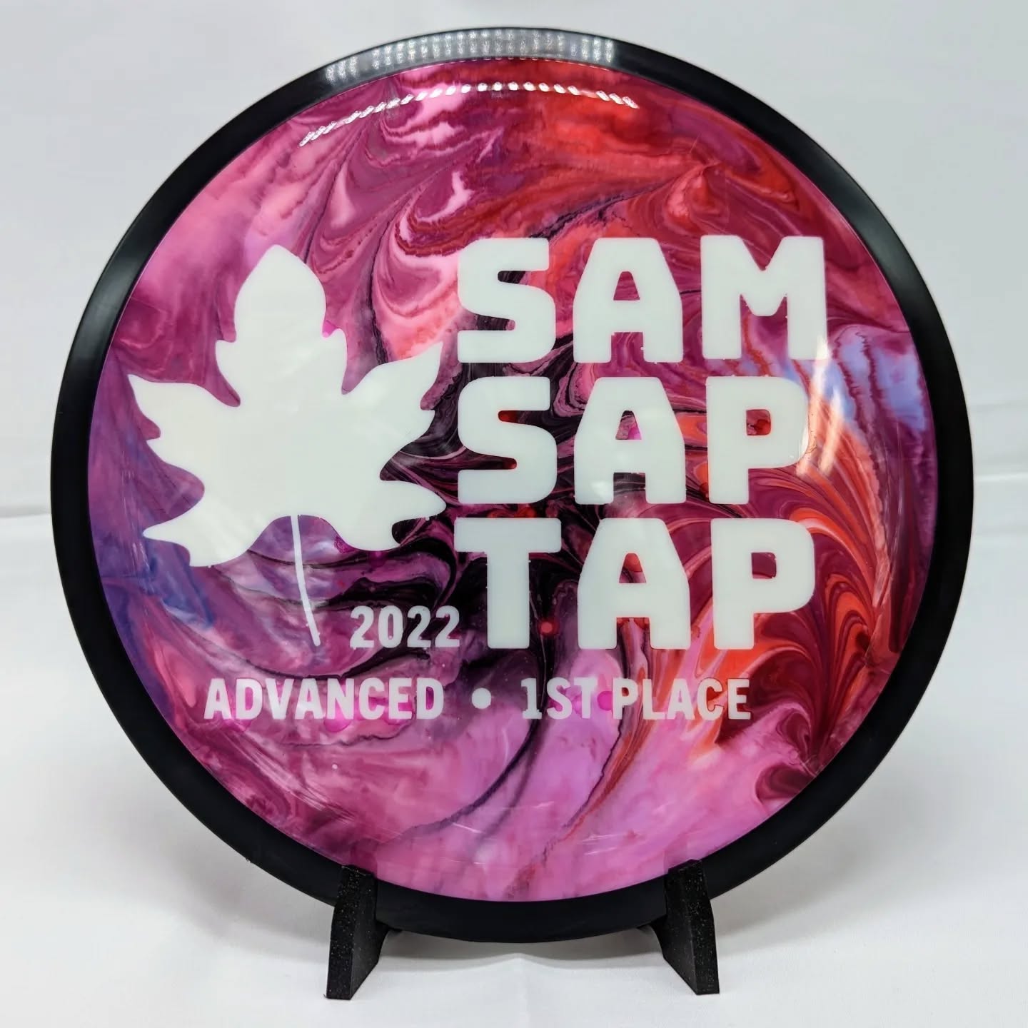 These are the 4 discs I dyed for the 1st place winners in the St. Albans Museum Sap Tap! It's a 1 round, amateur, charit
