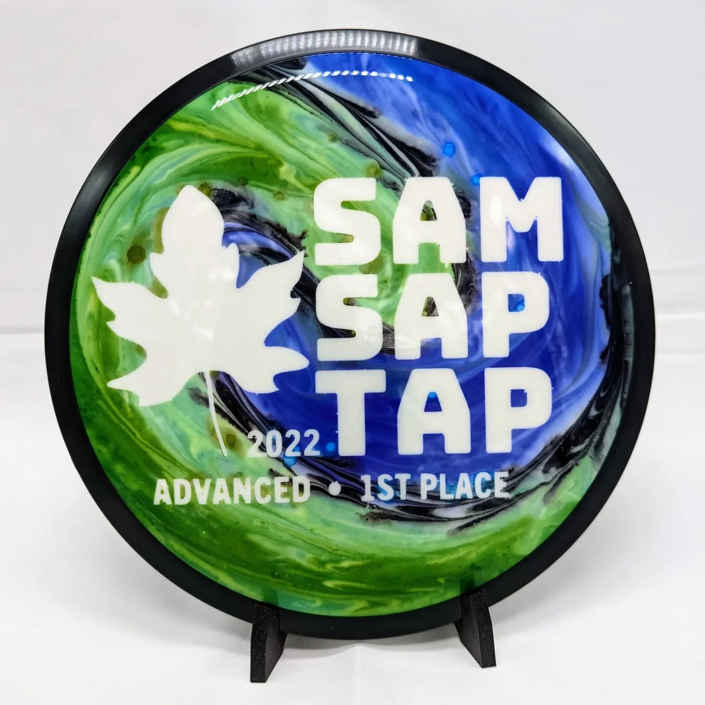 These are the 4 discs I dyed for the 1st place winners in the St. Albans Museum Sap Tap! It's a 1 round, amateur, charit