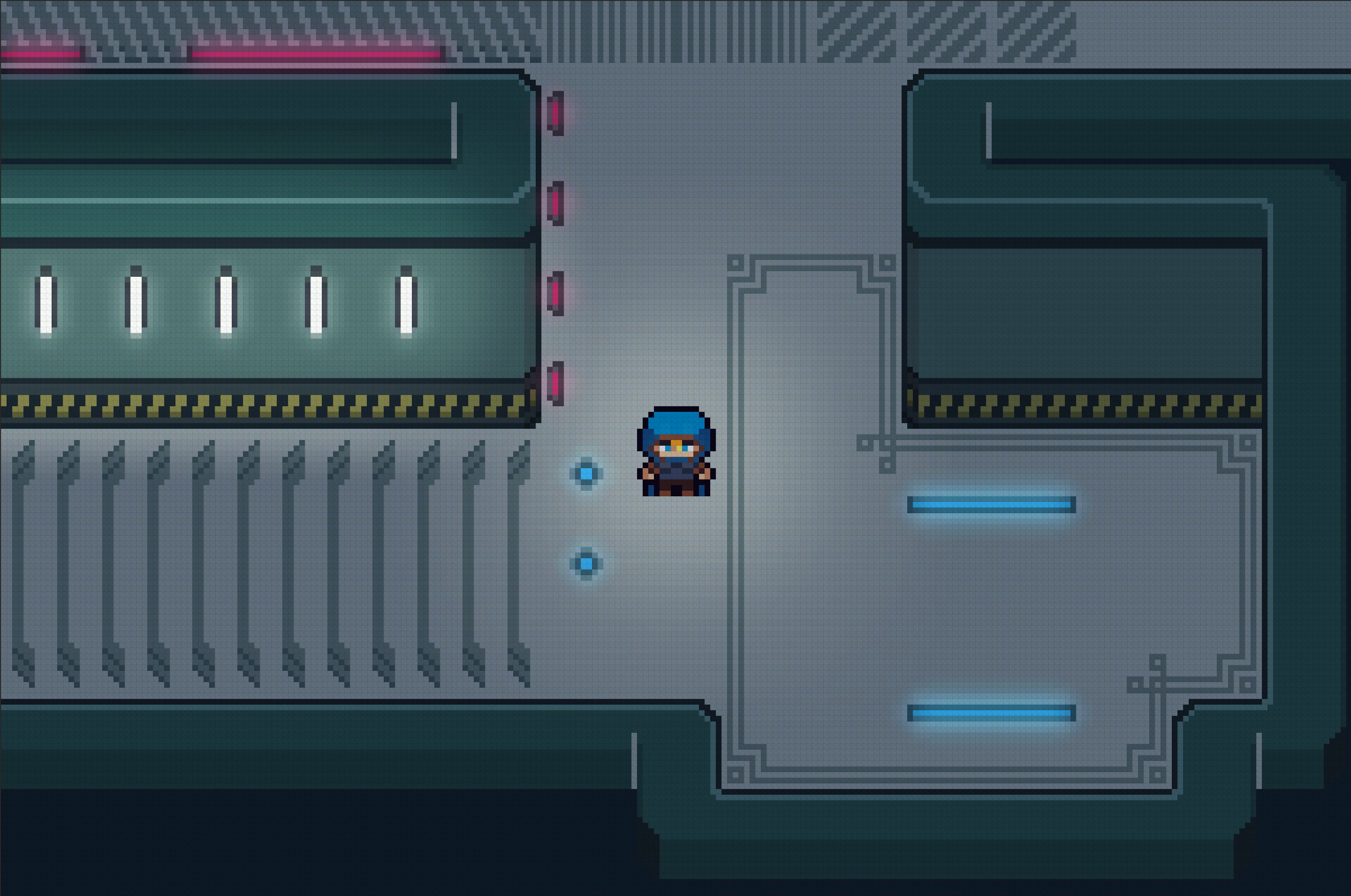 Started work on my first art asset: a sci-fi space lab tilesheet! :) I love how the color bloom (LEDs) and lighting syst
